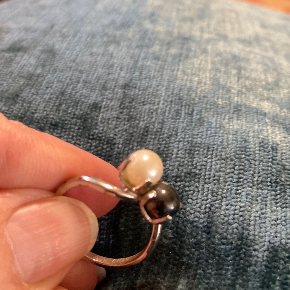 925 sterling silver Pearl Duo Ring